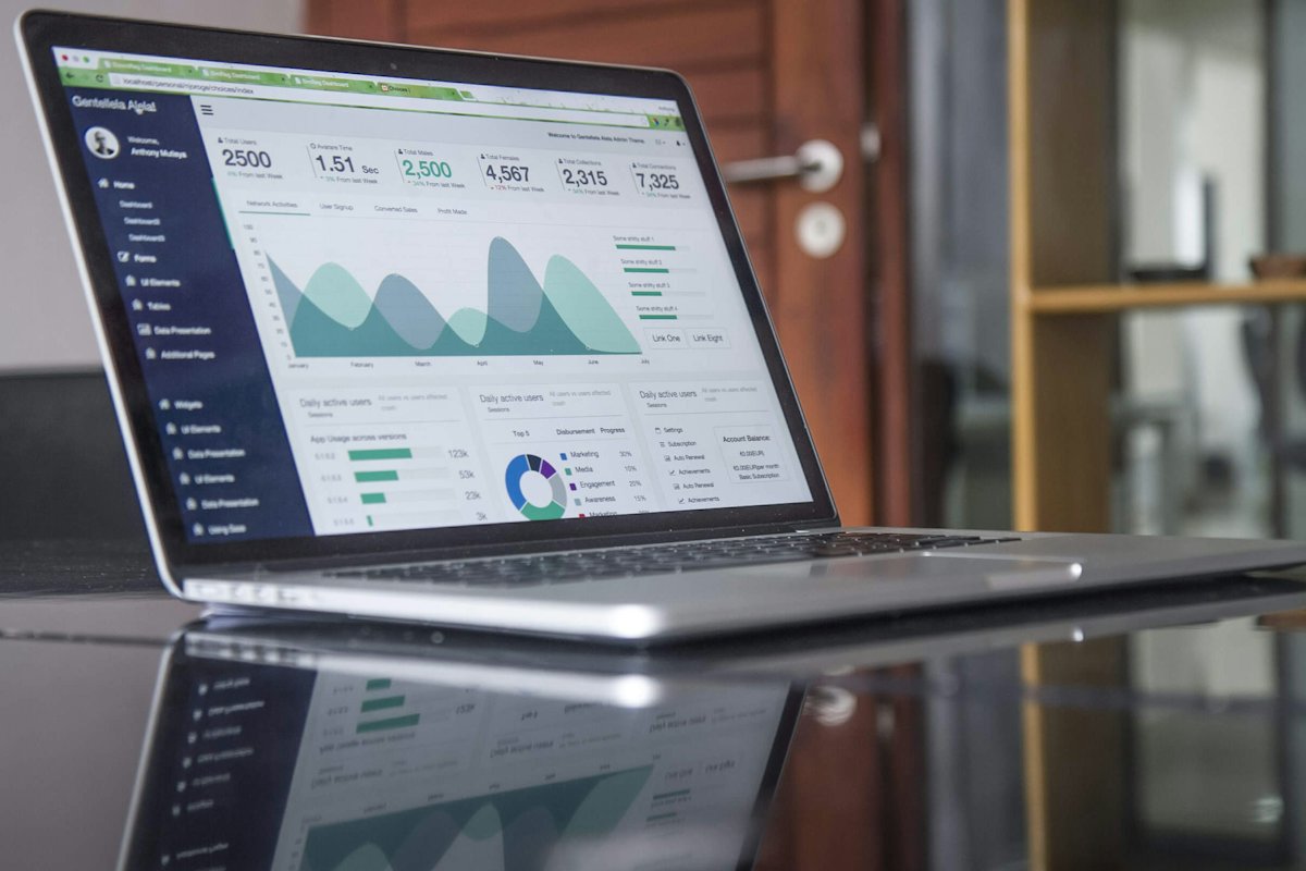 Laptop showing website analytics charts